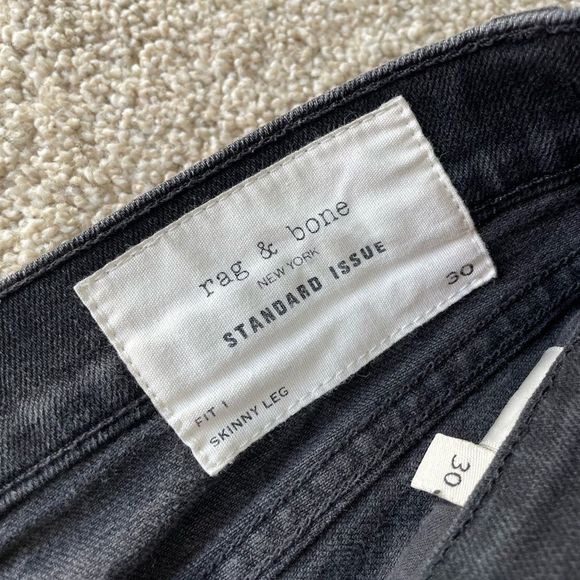 Rag and Bone Skinny Distressed Black Jeans - Picture 6 of 12